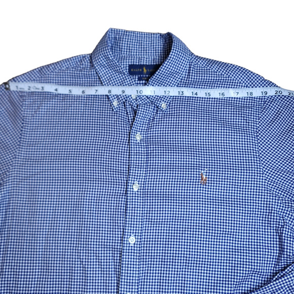 Polo Ralph Lauren "OXFORD" Slim Fit Button Down Blue Gingham Men's Shirt Size XL - Picture 7 of 15